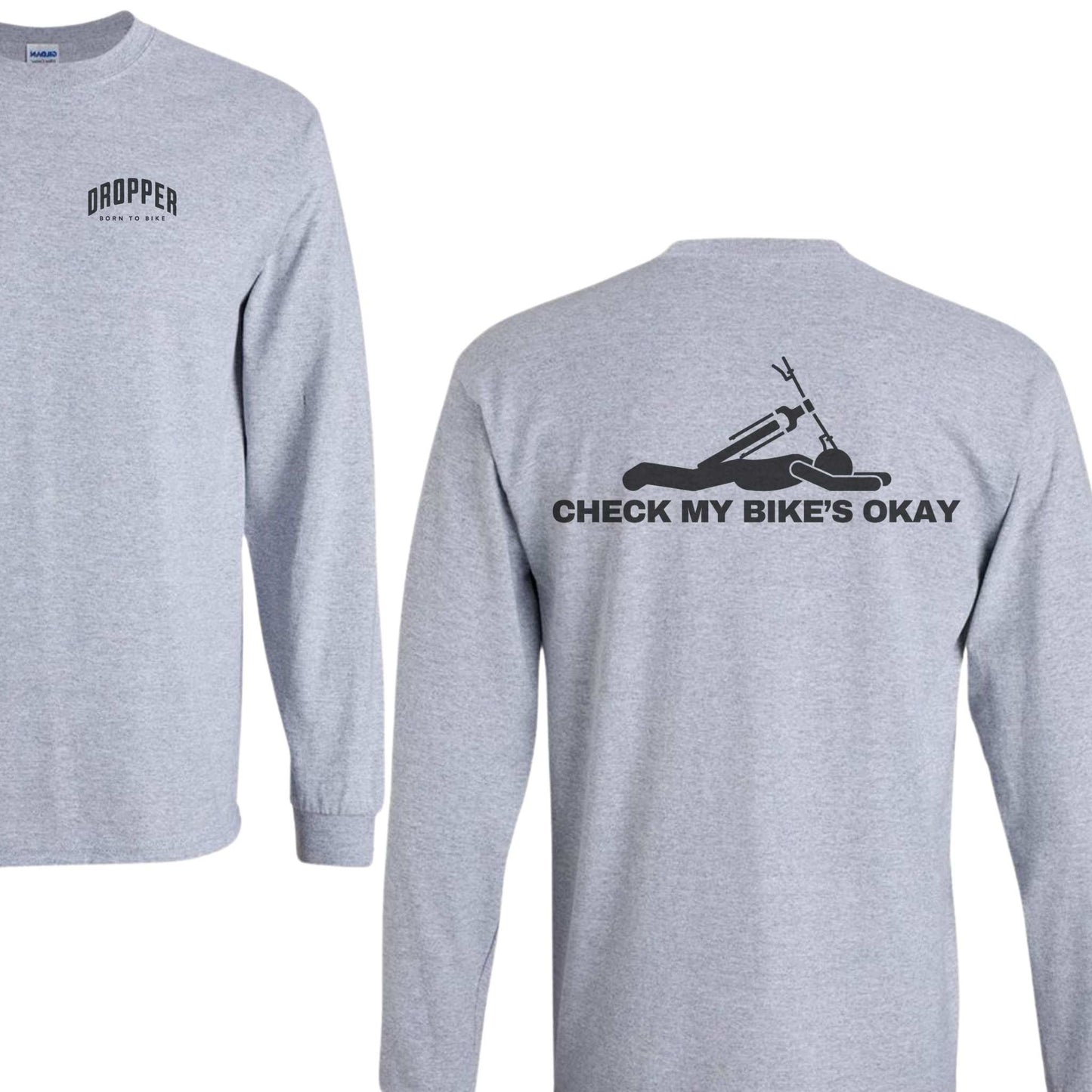 Check My Bike's Okay Long Sleeve Tee Sport Grey