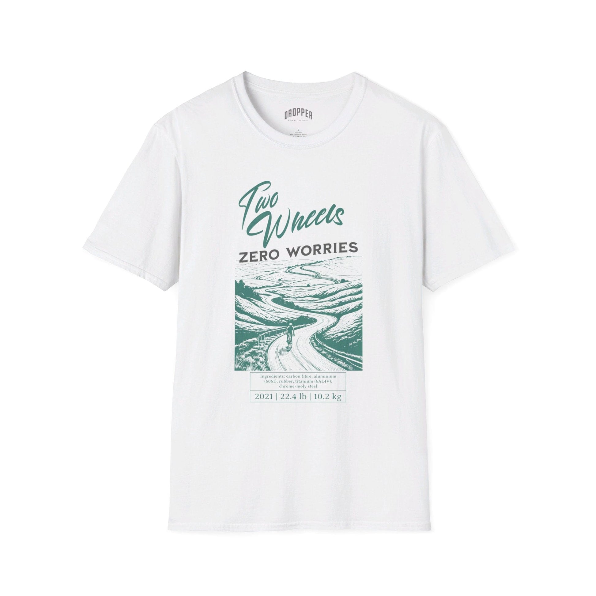 Two Wheels, Zero Worries T-Shirt White