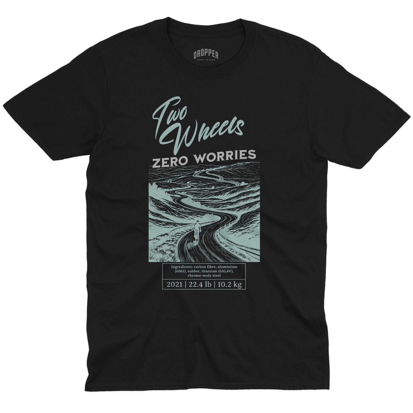 Two Wheels, Zero Worries T-Shirt Black