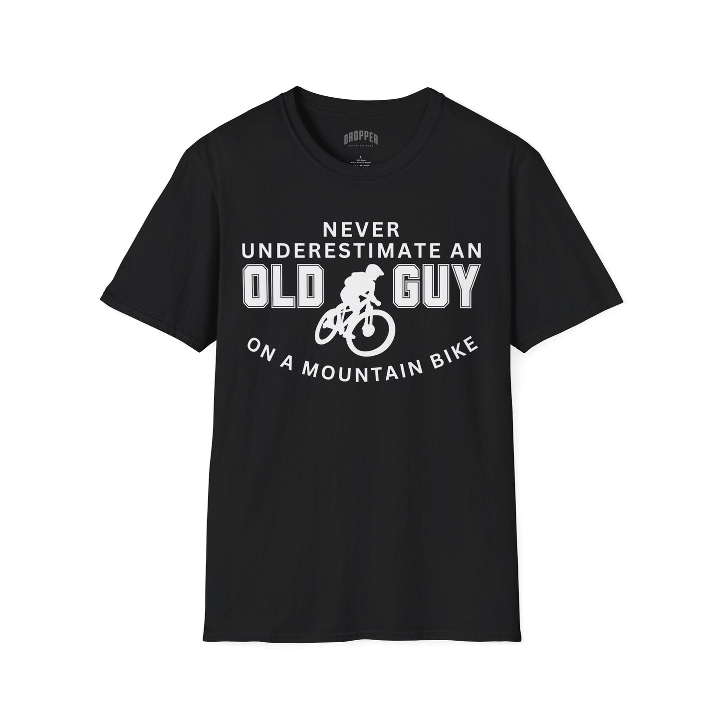Never Underestimate An Old Guy MTB T-Shirt Black