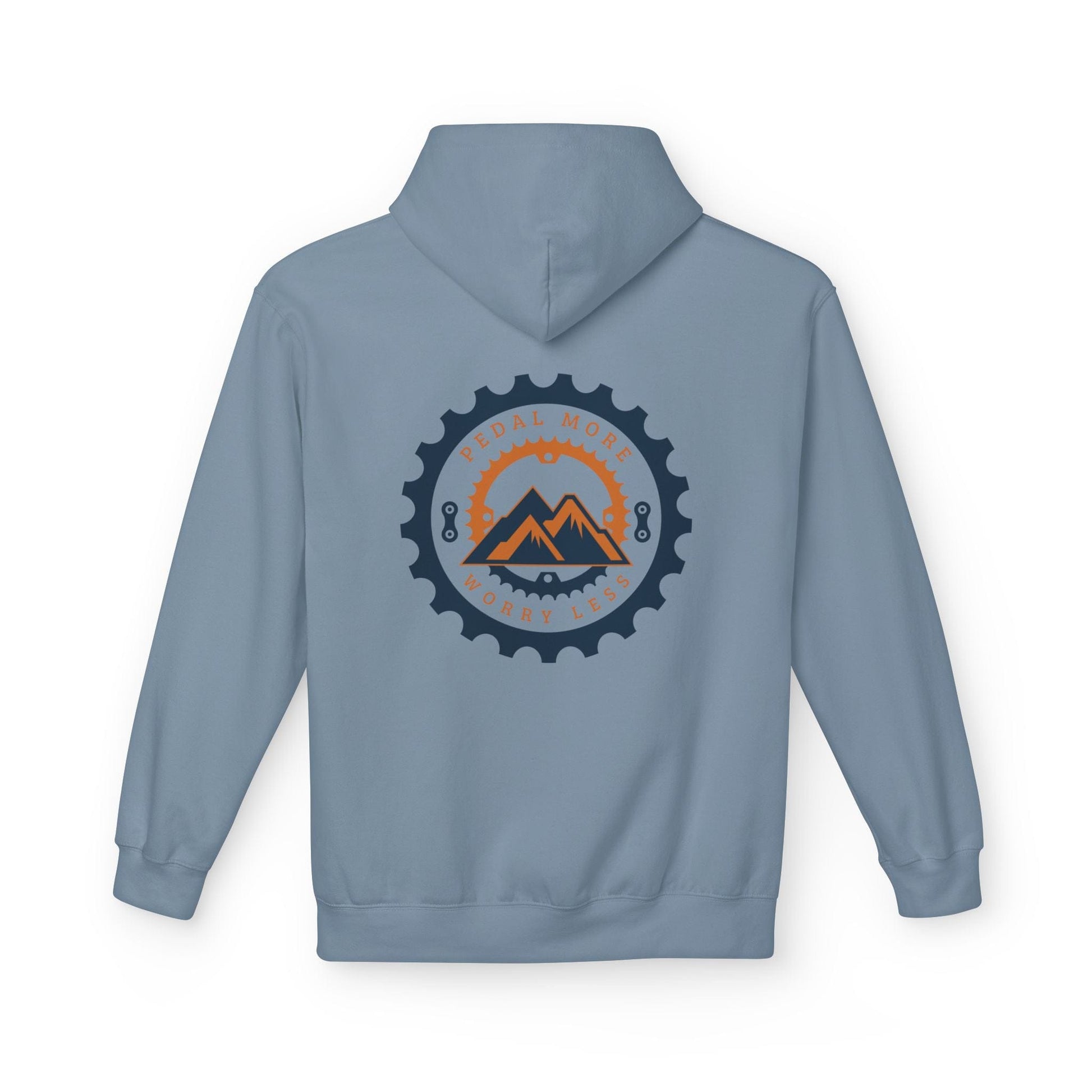 Pedal More, Worry Less Hoodie Stone Blue