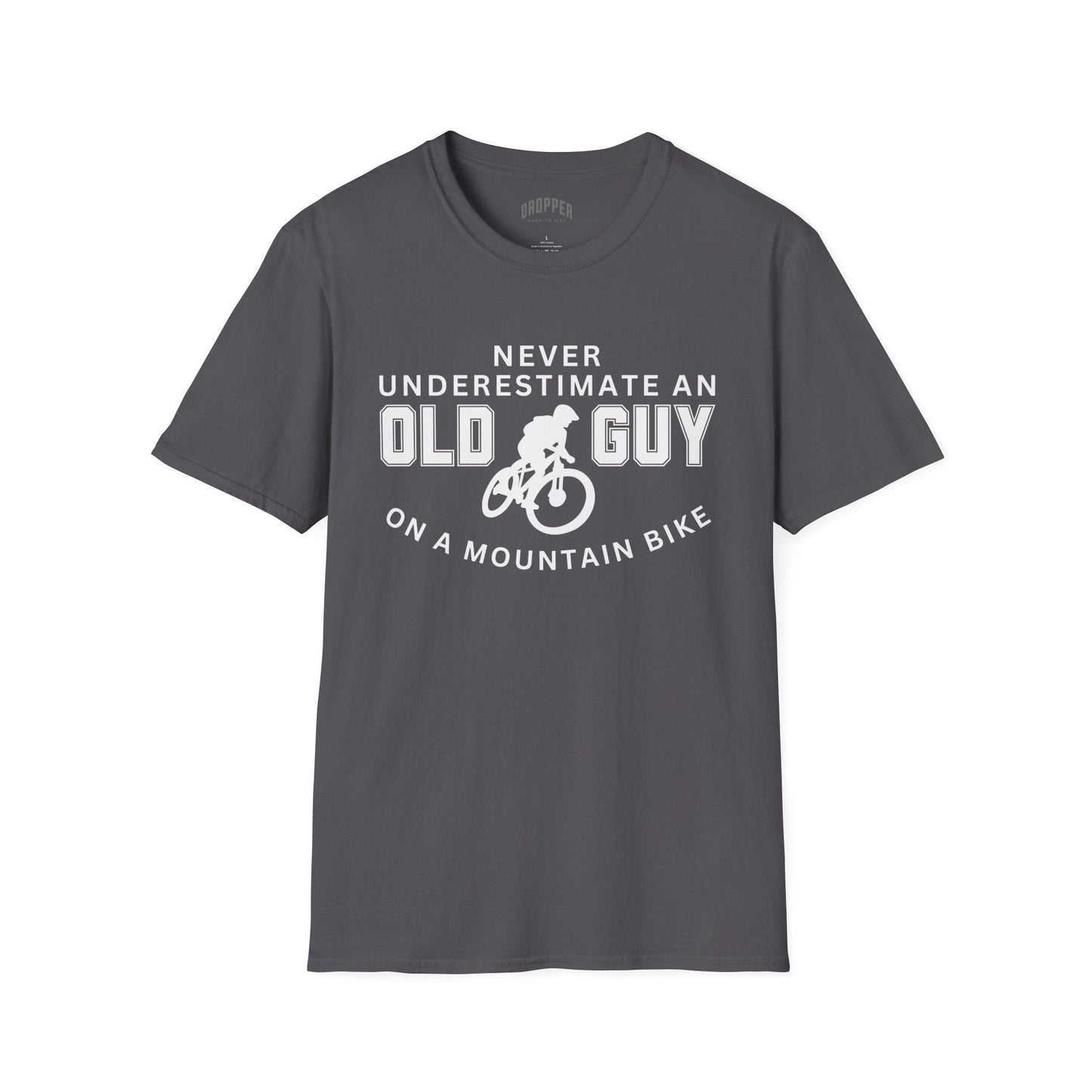Never Underestimate An Old Guy MTB T-Shirt Grey