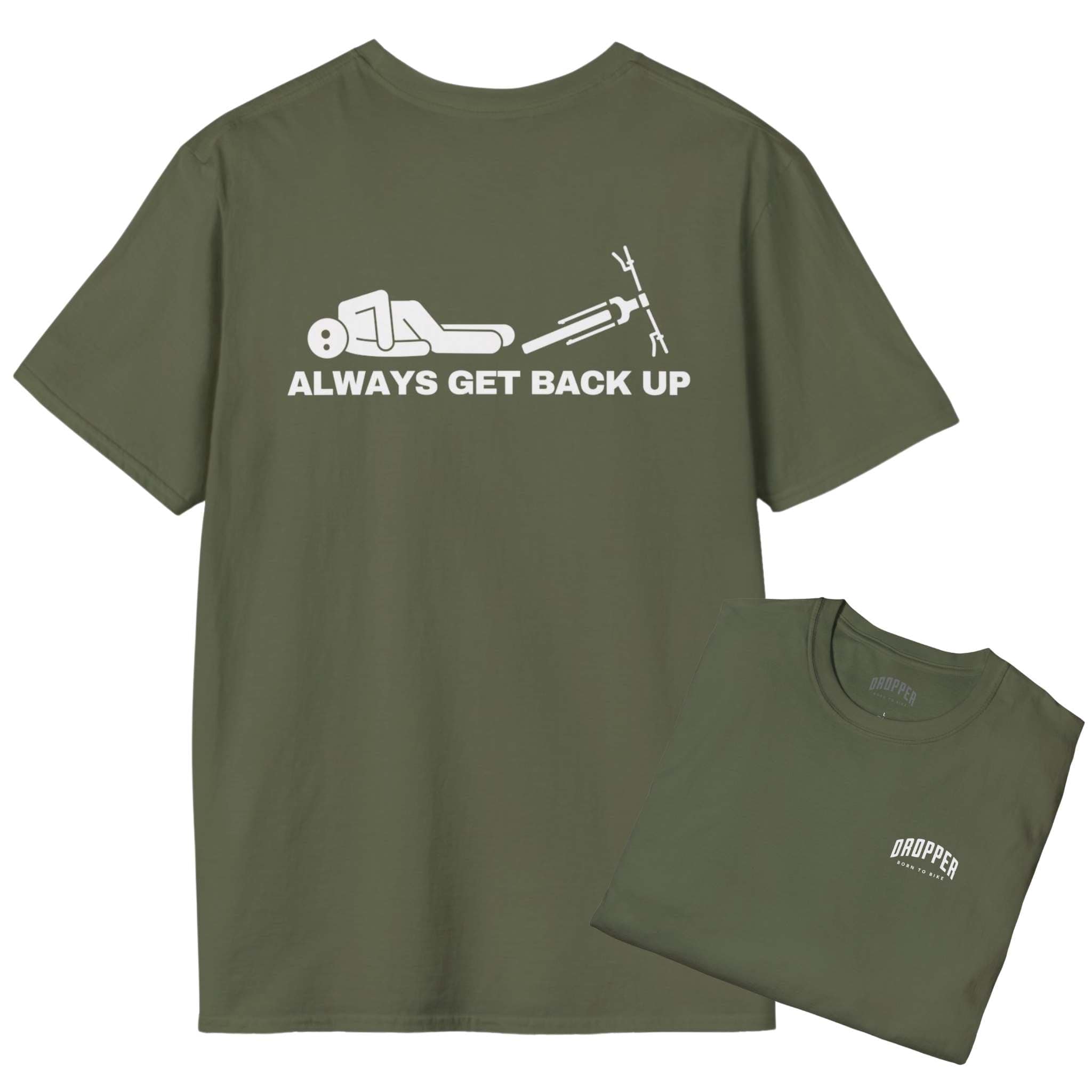 トップス everyone back logo check down shirt Always Get Back Up [Back Print] T-Shirt – Dropper Originals