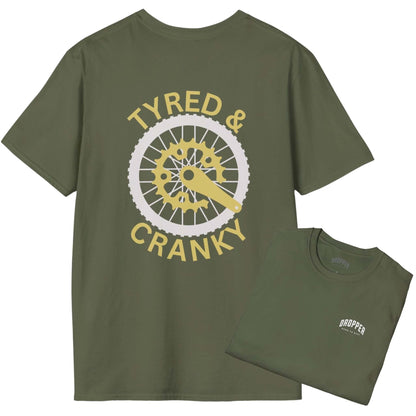 Tyred & Cranky [Back Print] T-Shirt Military Green