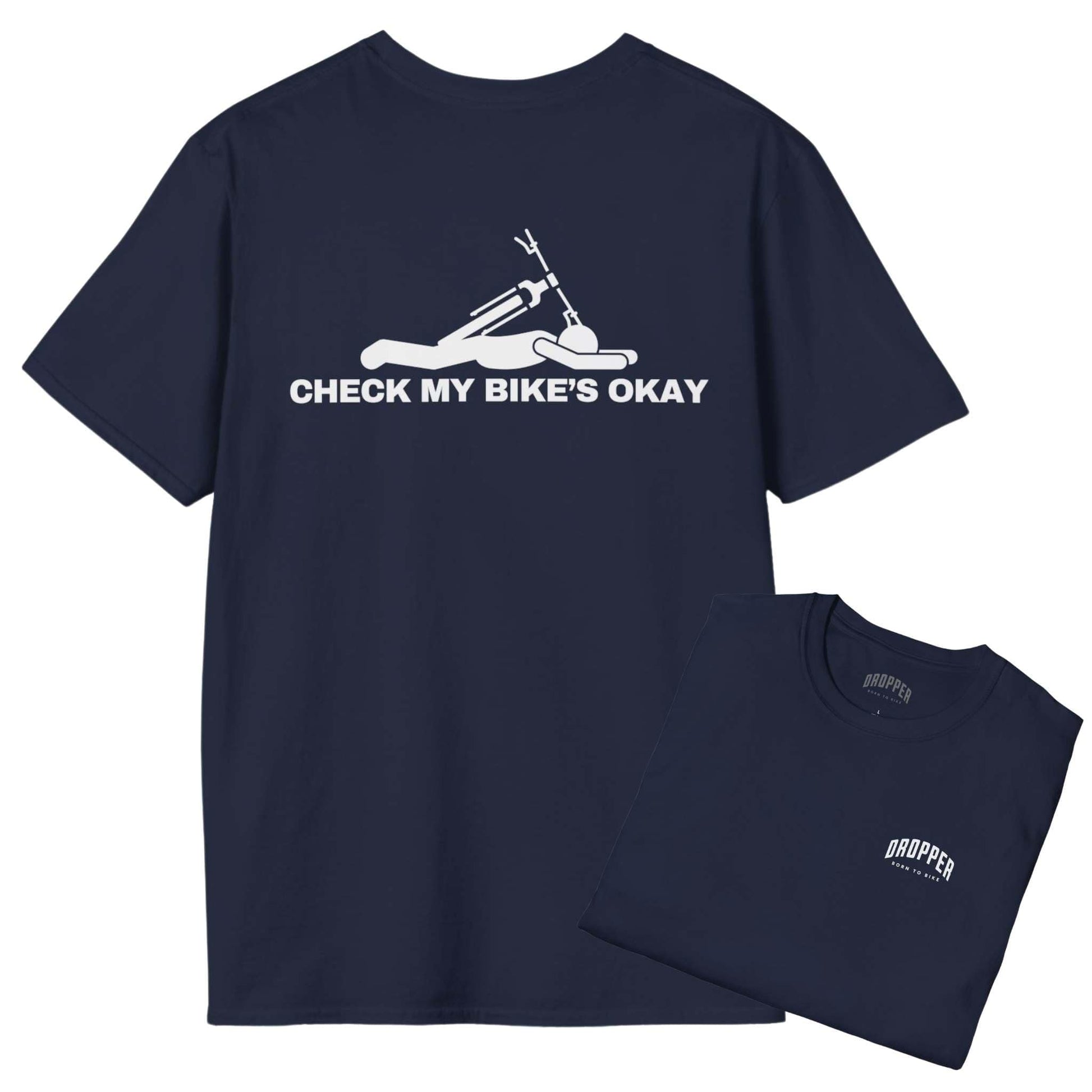 Check My Bike's Okay [Back Print] T-Shirt Navy