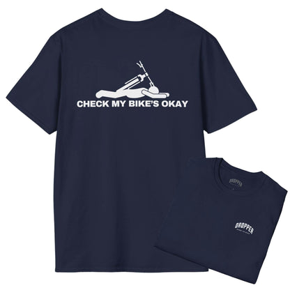 Check My Bike's Okay [Back Print] T-Shirt Navy