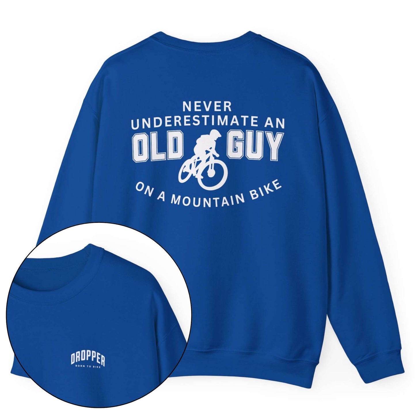 Old Guy on MTB [Back Print] Sweatshirt