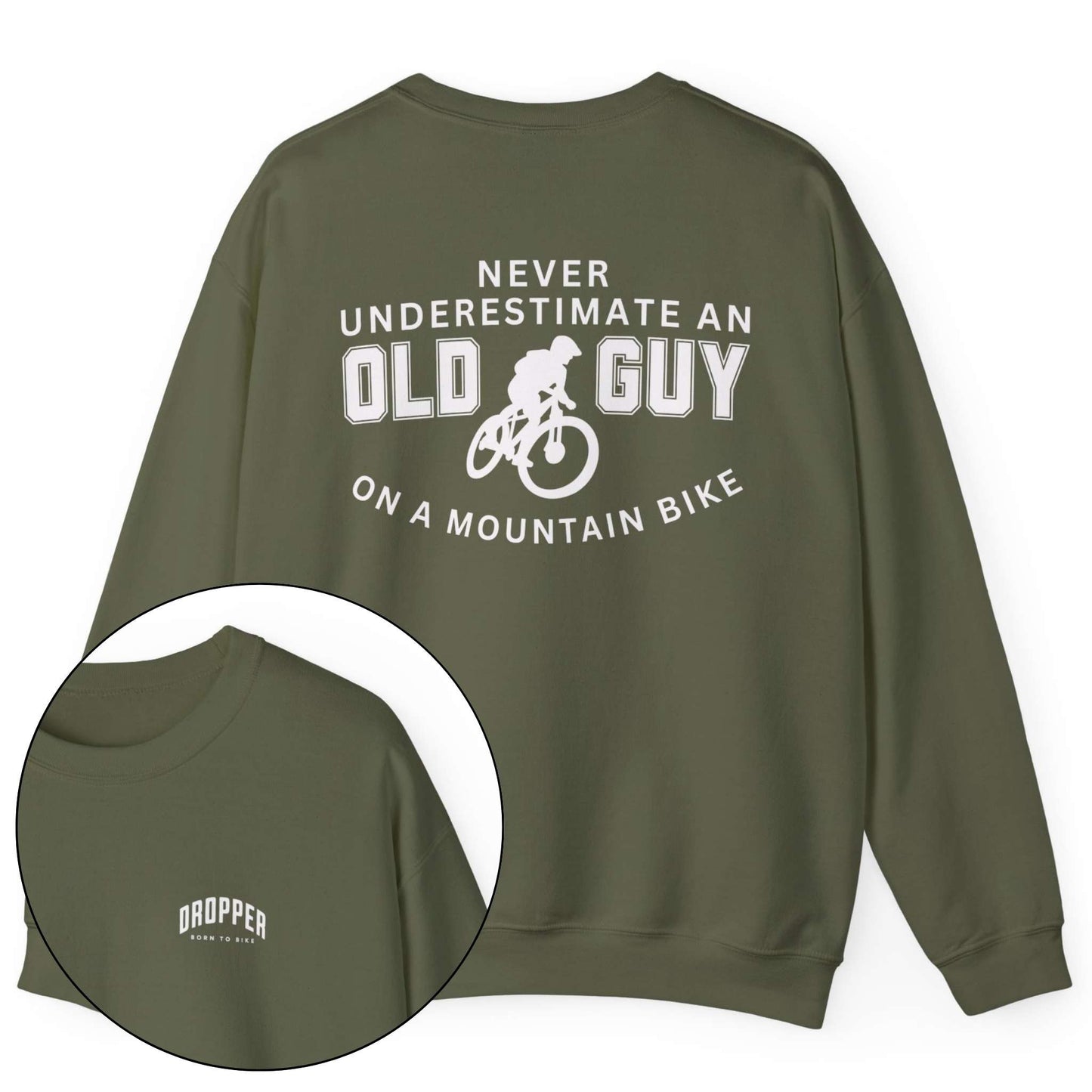 Old Guy on MTB [Back Print] Sweatshirt