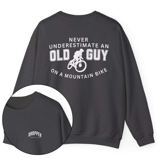 Old Guy on MTB [Back Print] Sweatshirt