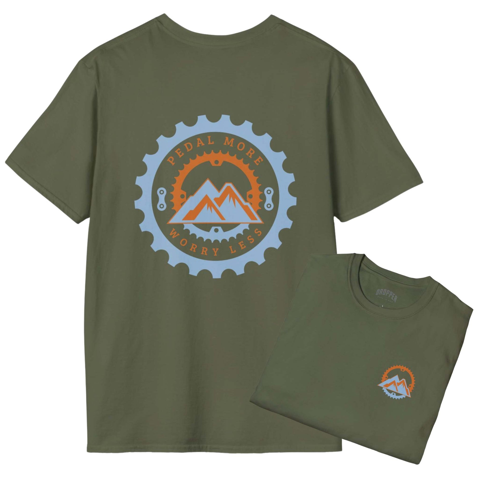 Pedal More [Back Print] T-Shirt Military Green