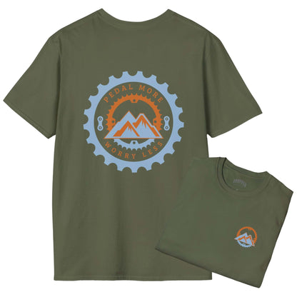 Pedal More [Back Print] T-Shirt Military Green